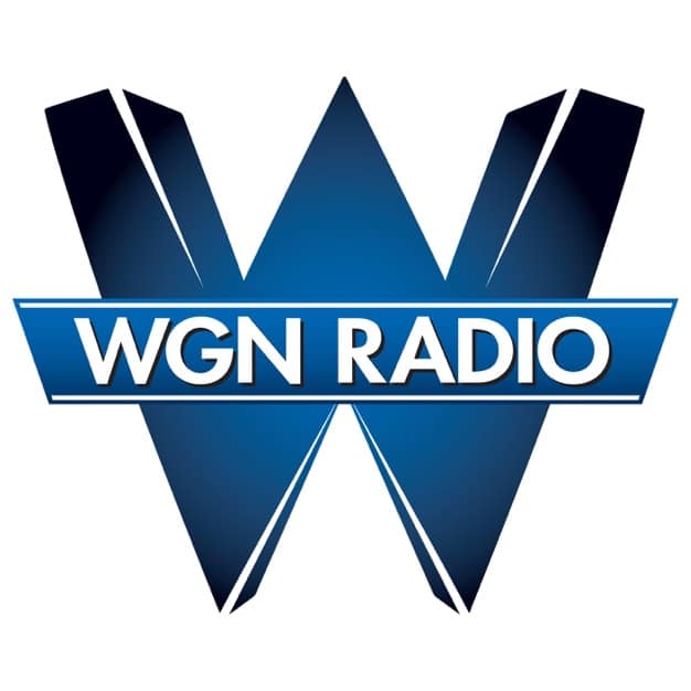 Wgn radio logo featured on a white background.