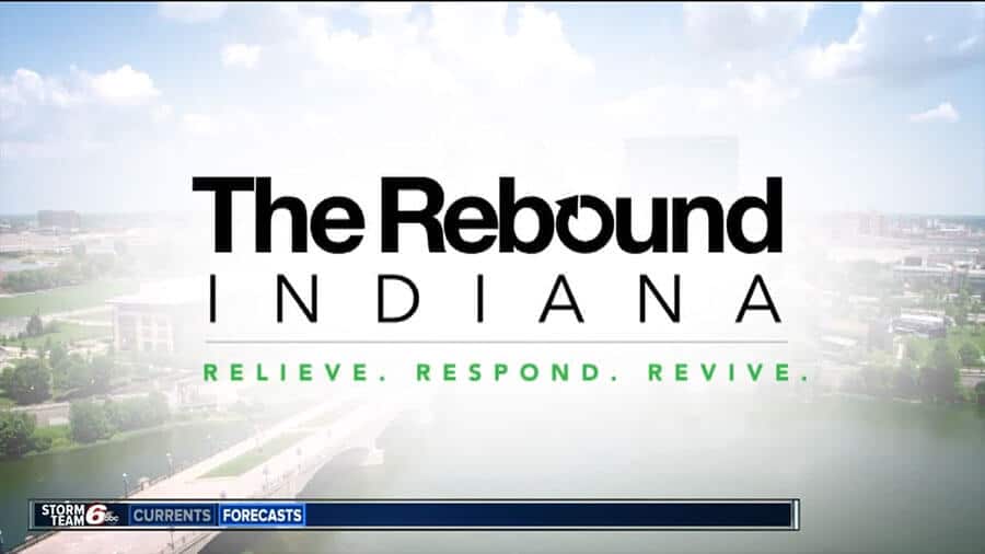 The Rebound Indiana logo with a river in the background, representing the spirit of Indianapolis.