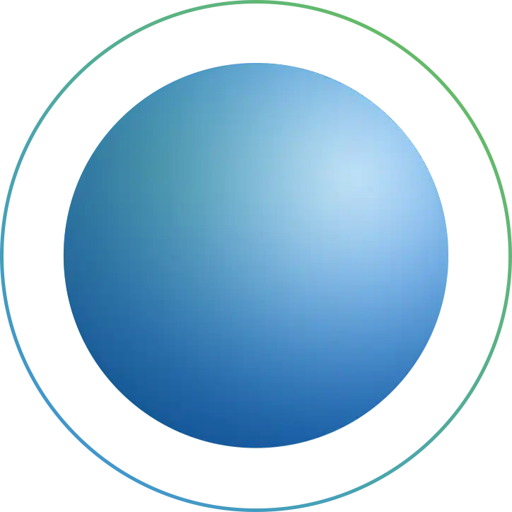 A blue sphere on a green background.