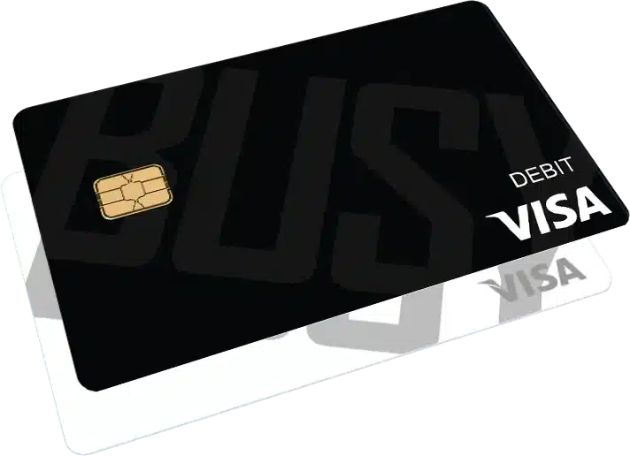 A credit card with the word buss on it.