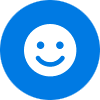 A smiley face icon on a blue background, perfect for kids!